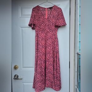 Urban Revivo Pink And Purple Leopard Print Midi Dress Size Small